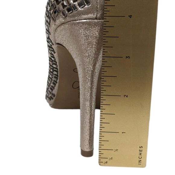 JESSICA SIMPSON Claya Metallic Faux Suede Rhinestone Heels 6 - Picture 11 of 12